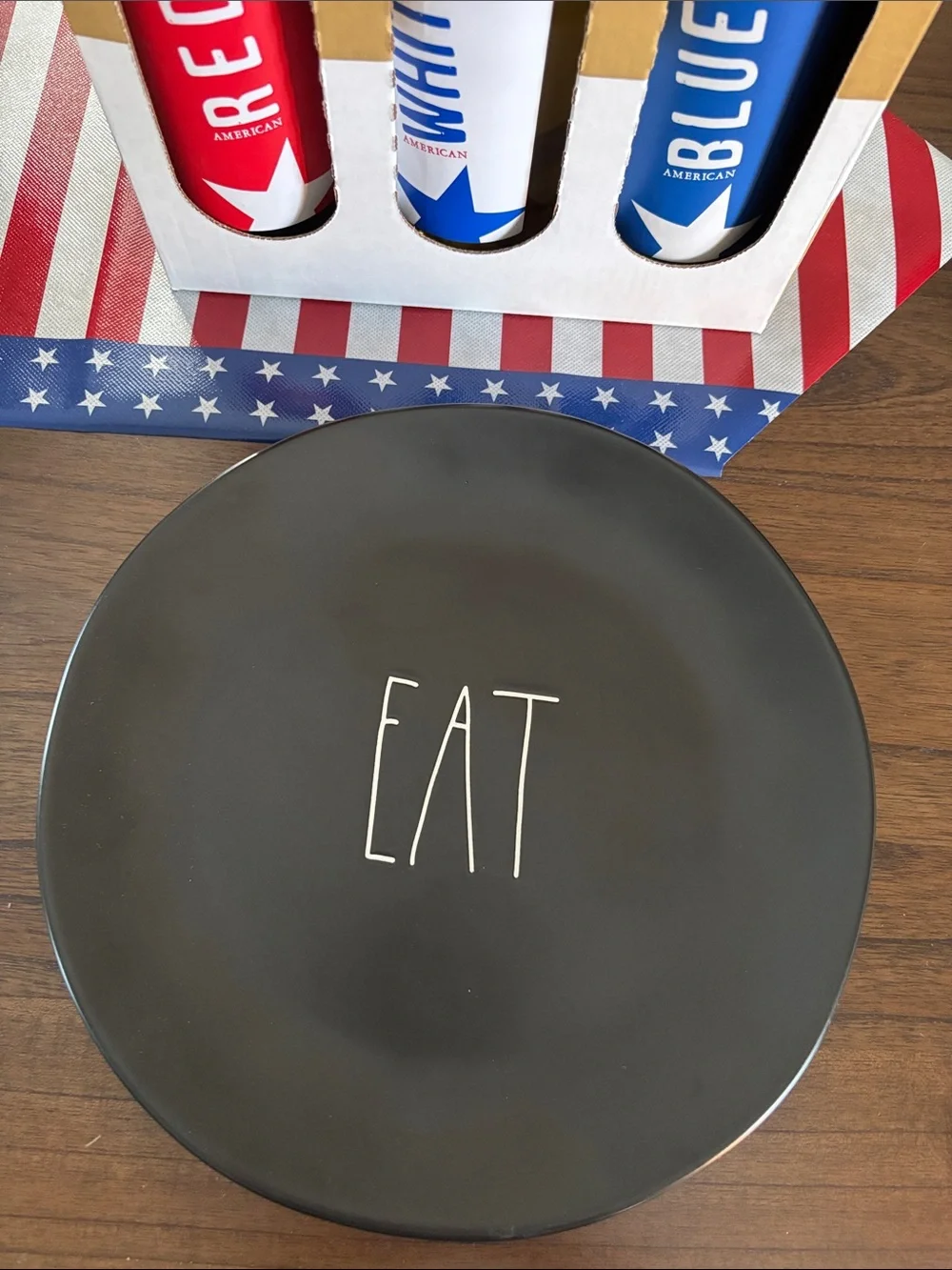 Black EAT Stoneware Dinner Plate - Minimalist Home Dining-set of 4